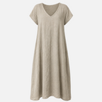 Valeniri | Women's Cotton Linen Casual Dress – Breathable Short Sleeve Dress