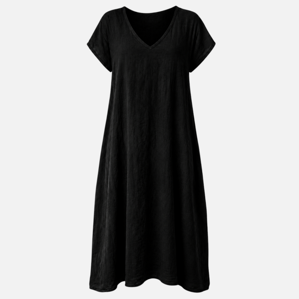 Valeniri | Women's Cotton Linen Casual Dress – Breathable Short Sleeve Dress