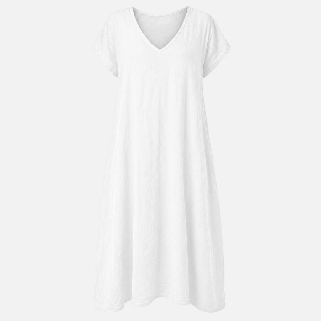 Valeniri | Women's Cotton Linen Casual Dress – Breathable Short Sleeve Dress