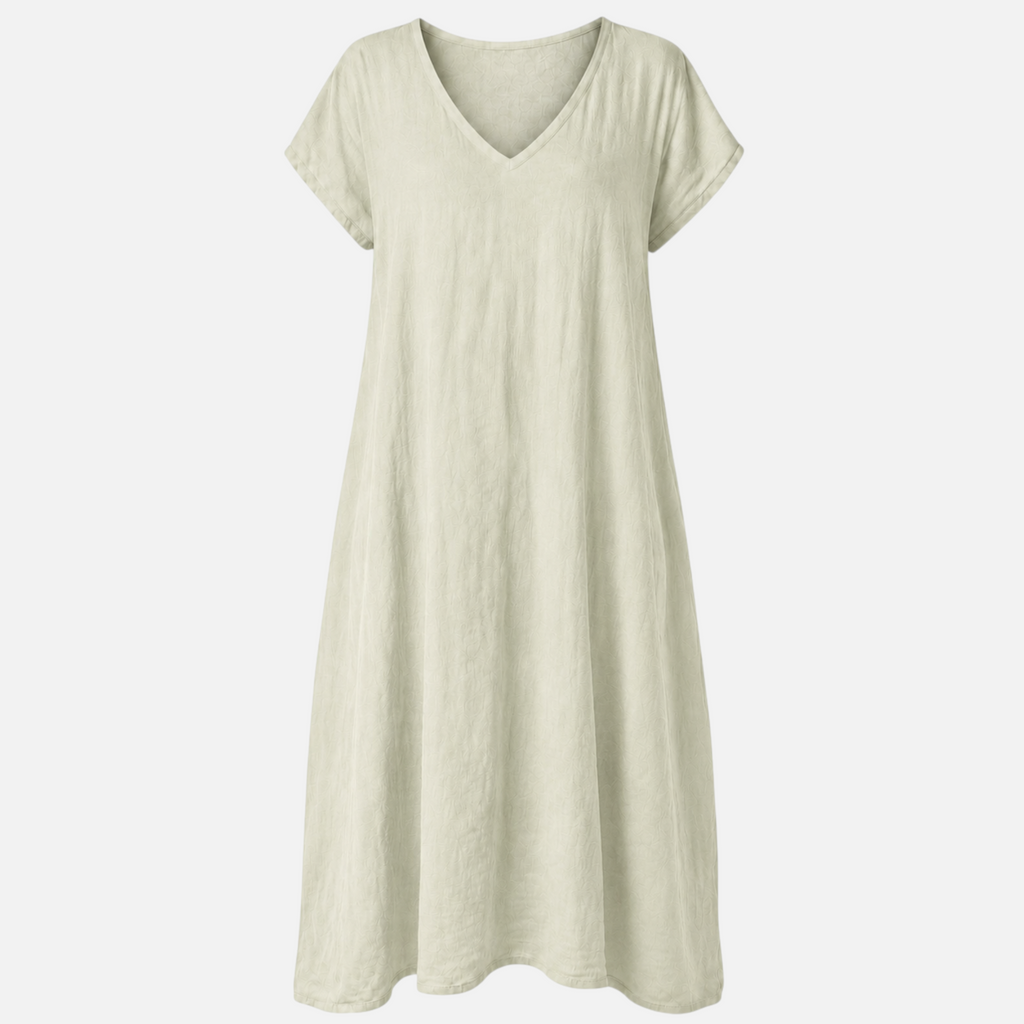 Valeniri | Women's Cotton Linen Casual Dress – Breathable Short Sleeve Dress