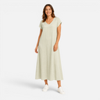 Valeniri | Women's Cotton Linen Casual Dress – Breathable Short Sleeve Dress