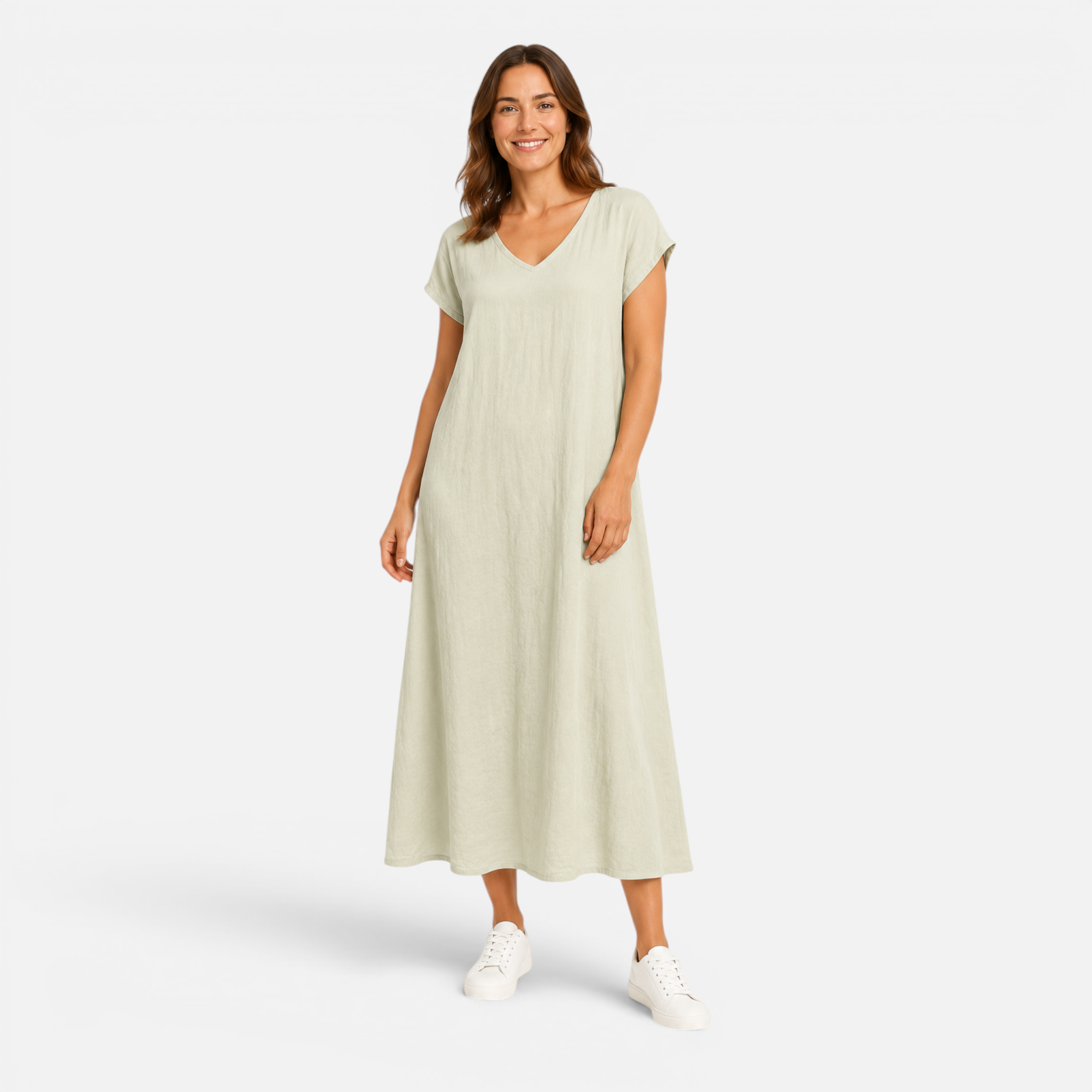 Valeniri | Women's Cotton Linen Casual Dress – Breathable Short Sleeve Dress