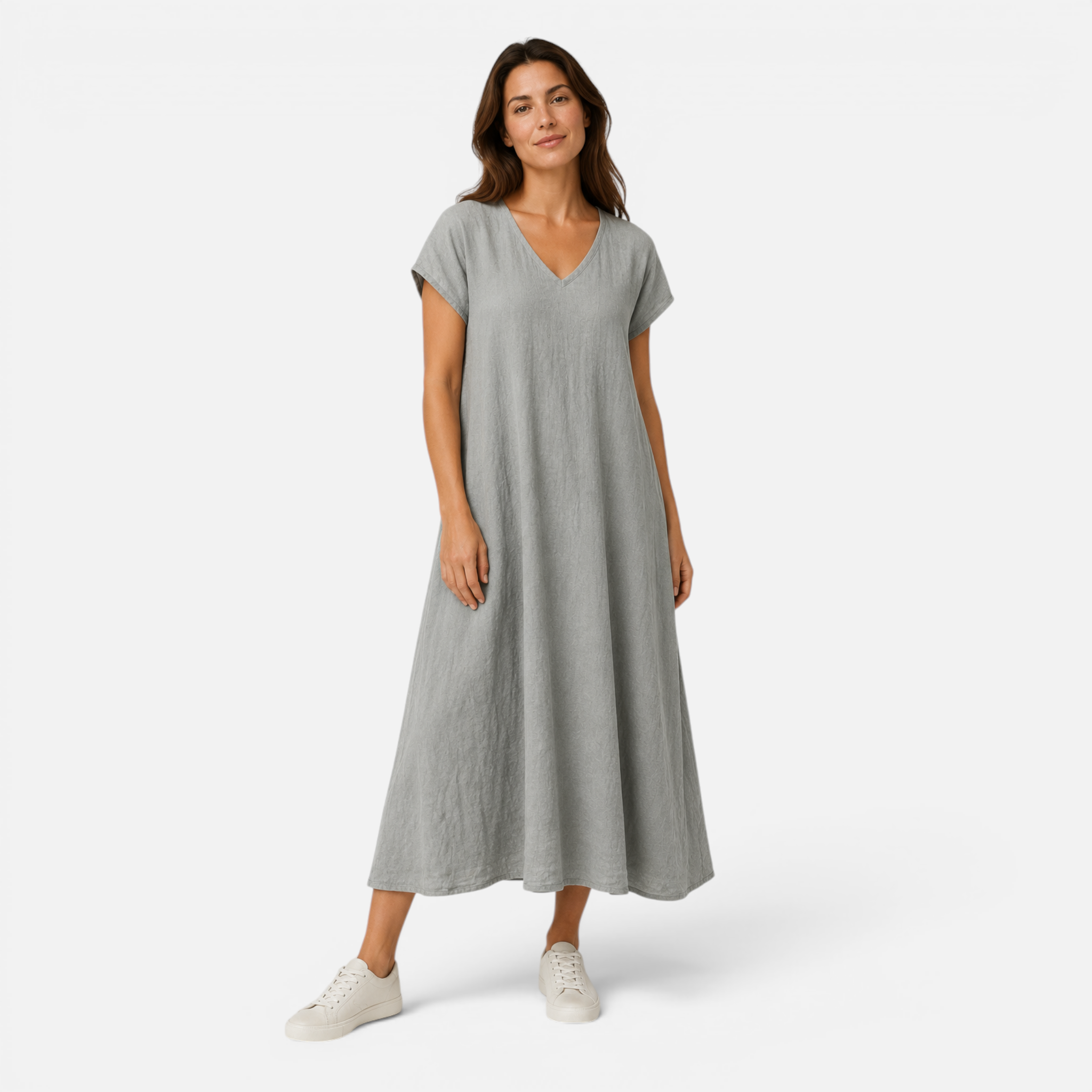 Valeniri | Women's Cotton Linen Casual Dress – Breathable Short Sleeve Dress