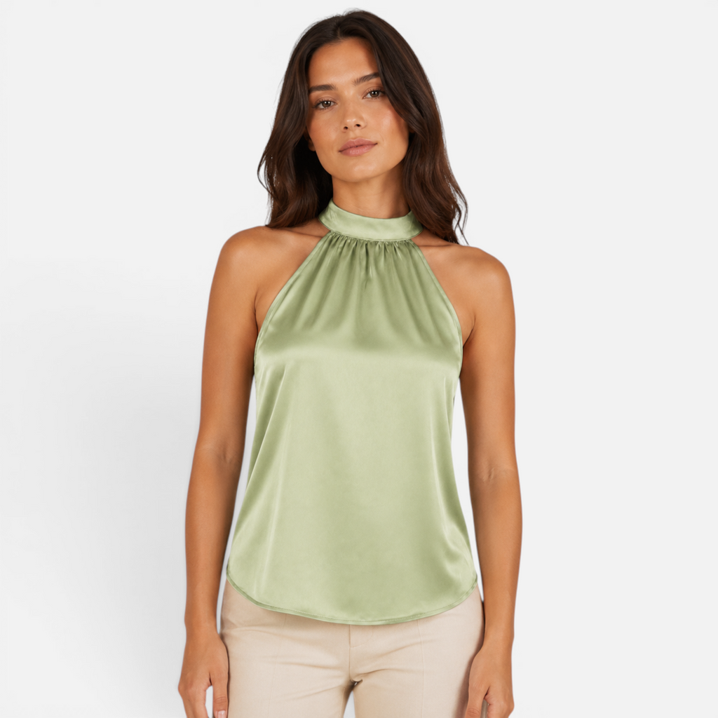 Valeniri | Women's Satin Halter Top Sleeveless Elegant Blouse