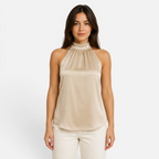 Valeniri | Women's Satin Halter Top Sleeveless Elegant Blouse