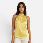 Valeniri | Women's Satin Halter Top Sleeveless Elegant Blouse