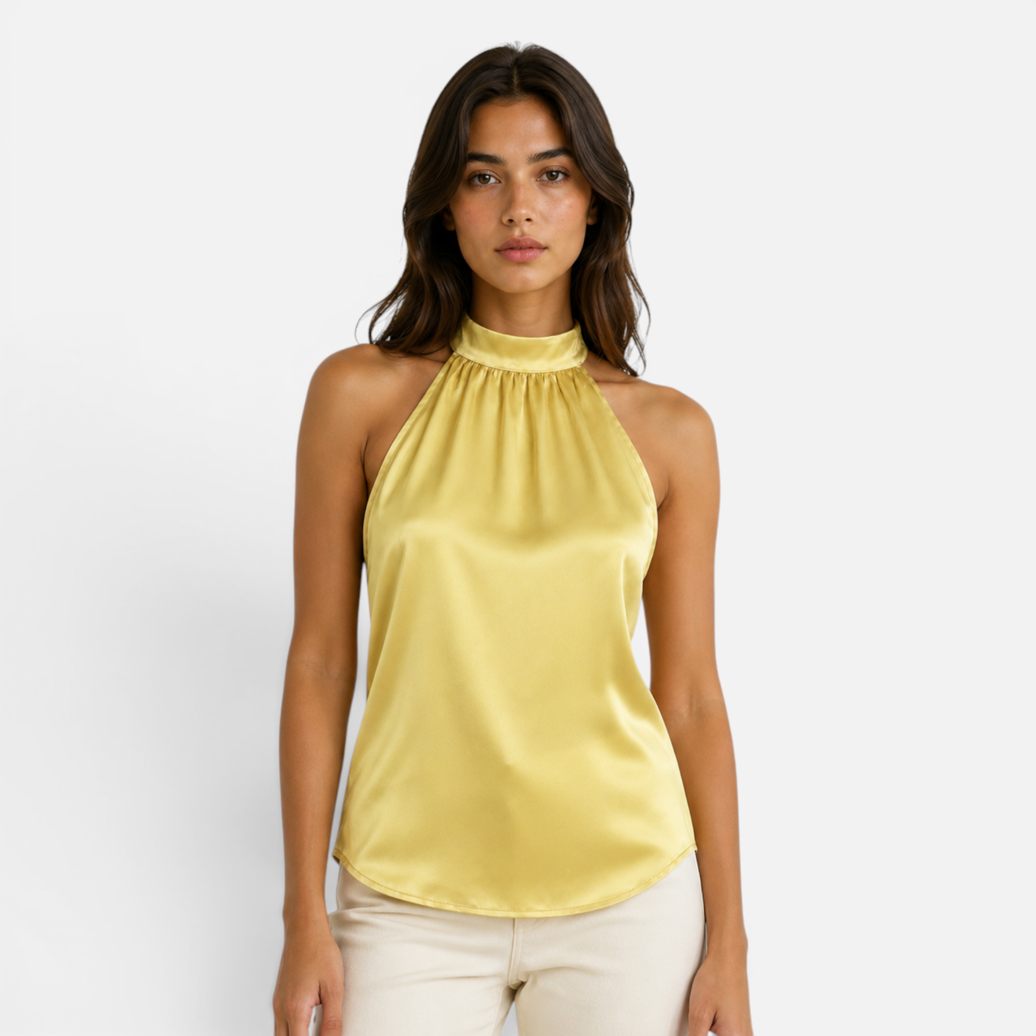 Valeniri | Women's Satin Halter Top Sleeveless Elegant Blouse