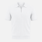 Valeniri | Men's Rib Knit Zip Polo Shirt Short Sleeve Casual Golf Top