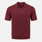 Valeniri | Men's Rib Knit Zip Polo Shirt Short Sleeve Casual Golf Top