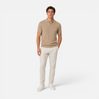 Valeniri | Men's Rib Knit Zip Polo Shirt Short Sleeve Casual Golf Top