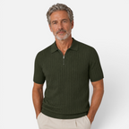 Valeniri | Men's Rib Knit Zip Polo Shirt Short Sleeve Casual Golf Top