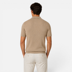 Valeniri | Men's Rib Knit Zip Polo Shirt Short Sleeve Casual Golf Top
