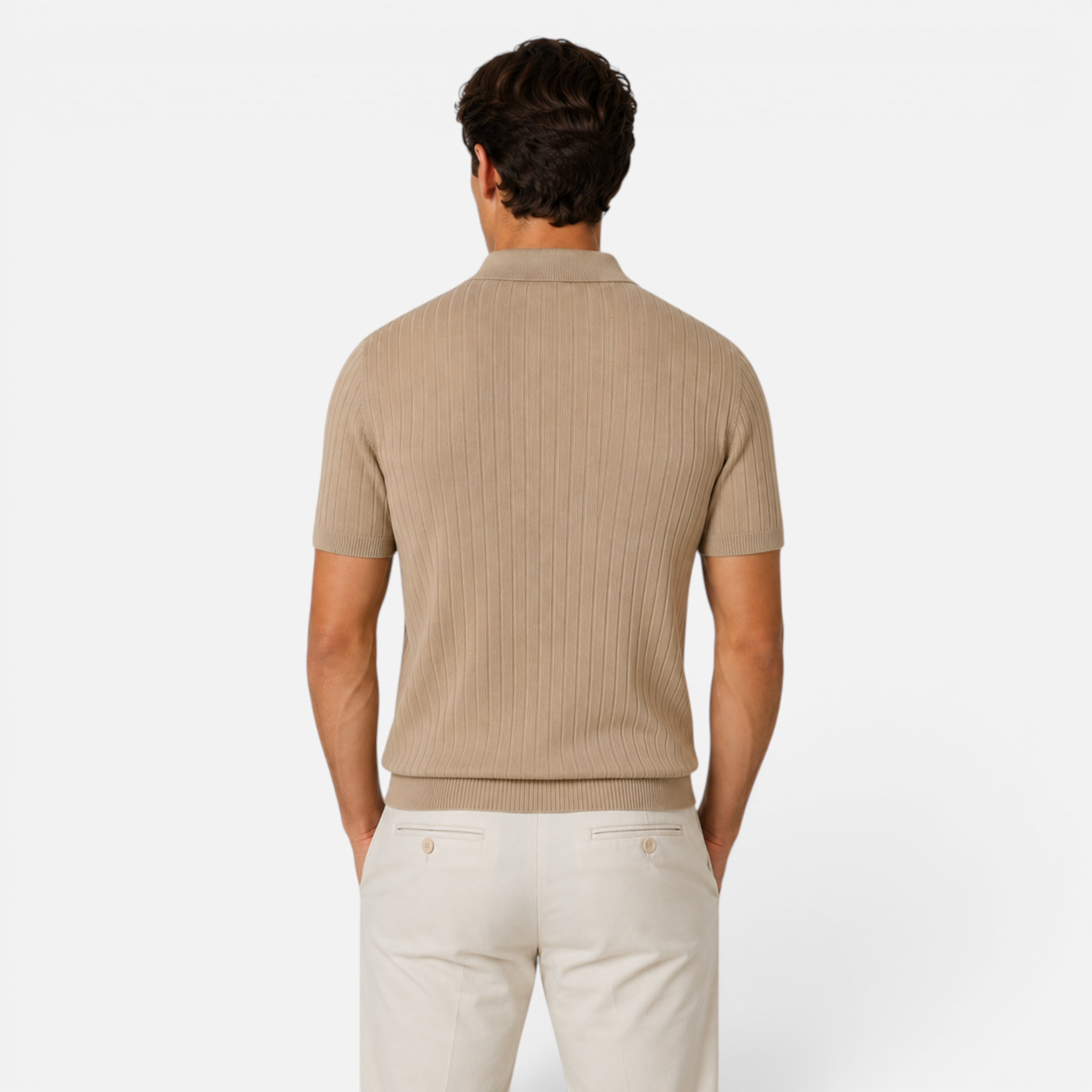 Valeniri | Men's Rib Knit Zip Polo Shirt Short Sleeve Casual Golf Top