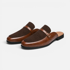 Valeniri | Men's Leather Backless Loafers – Classic Slip-On Mule Shoes