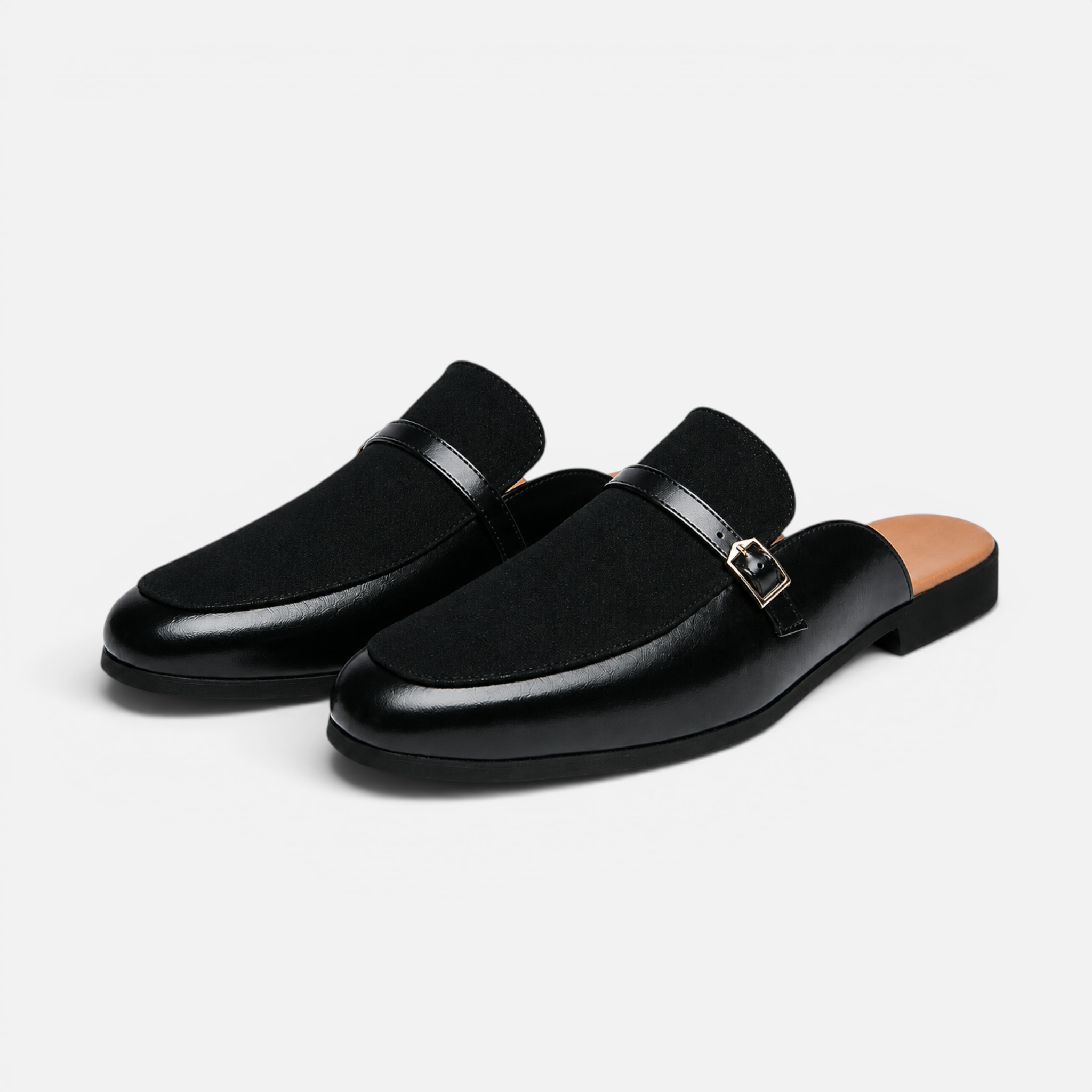 Valeniri | Men's Leather Backless Loafers – Classic Slip-On Mule Shoes