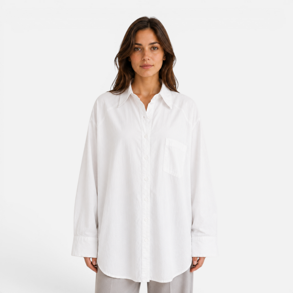 Valeniri | Women's Oversized Linen Shirt Classic Button-Up Long Sleeve