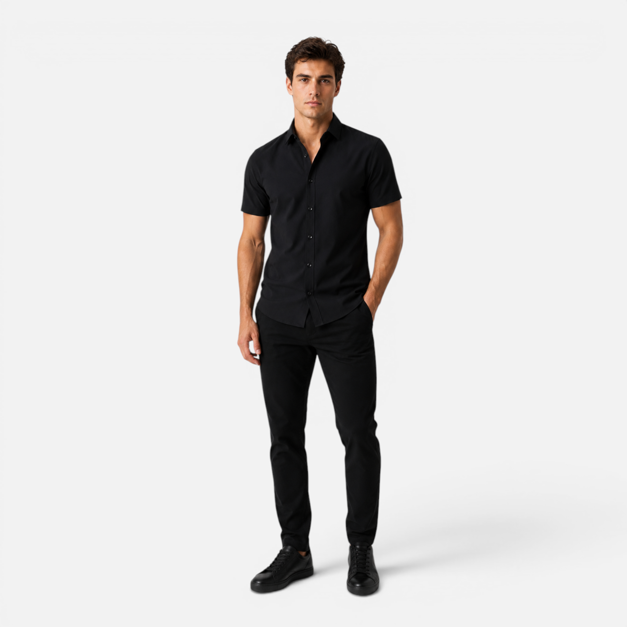 Valeniri | Men's Wrinkle Resistant Stretch Short Sleeve Button-Up Shirt