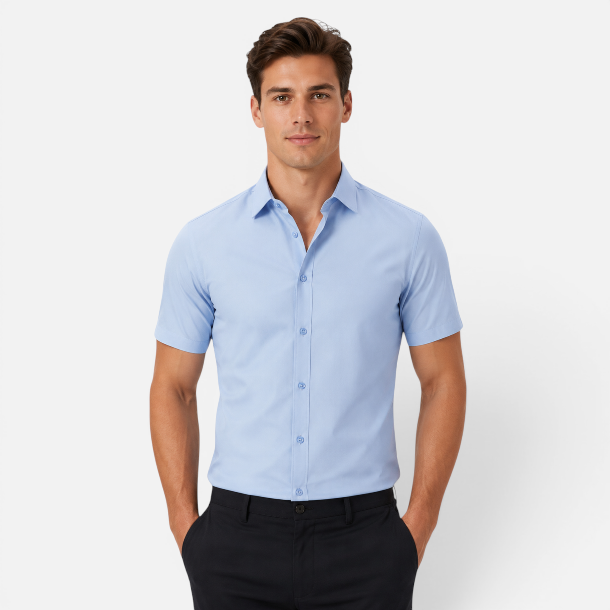 Valeniri | Men's Wrinkle Resistant Stretch Short Sleeve Button-Up Shirt
