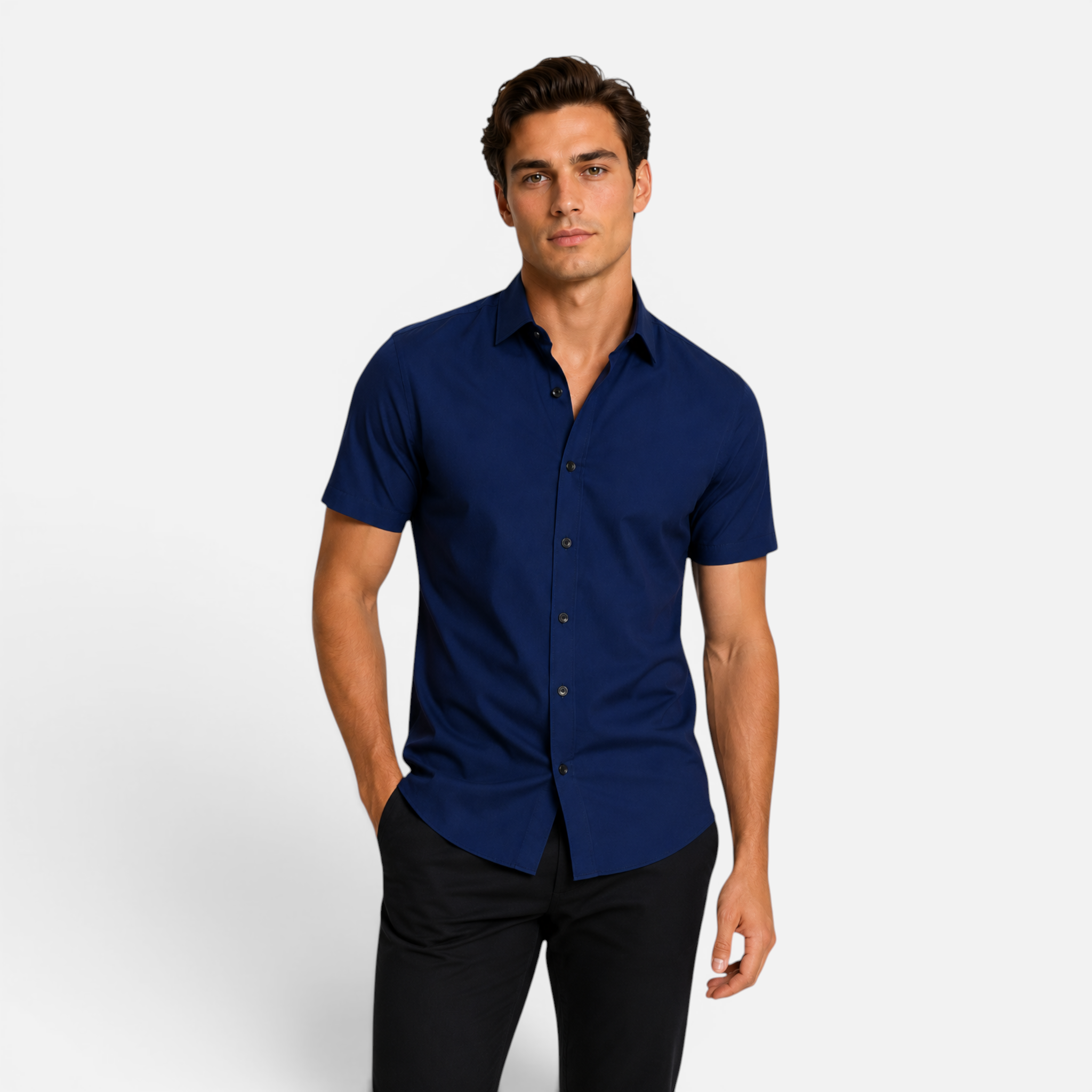 Valeniri | Men's Wrinkle Resistant Stretch Short Sleeve Button-Up Shirt