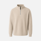 Valeniri | Men's Waffle Knit Quarter Zip Sweater Relaxed Fit Long Sleeve