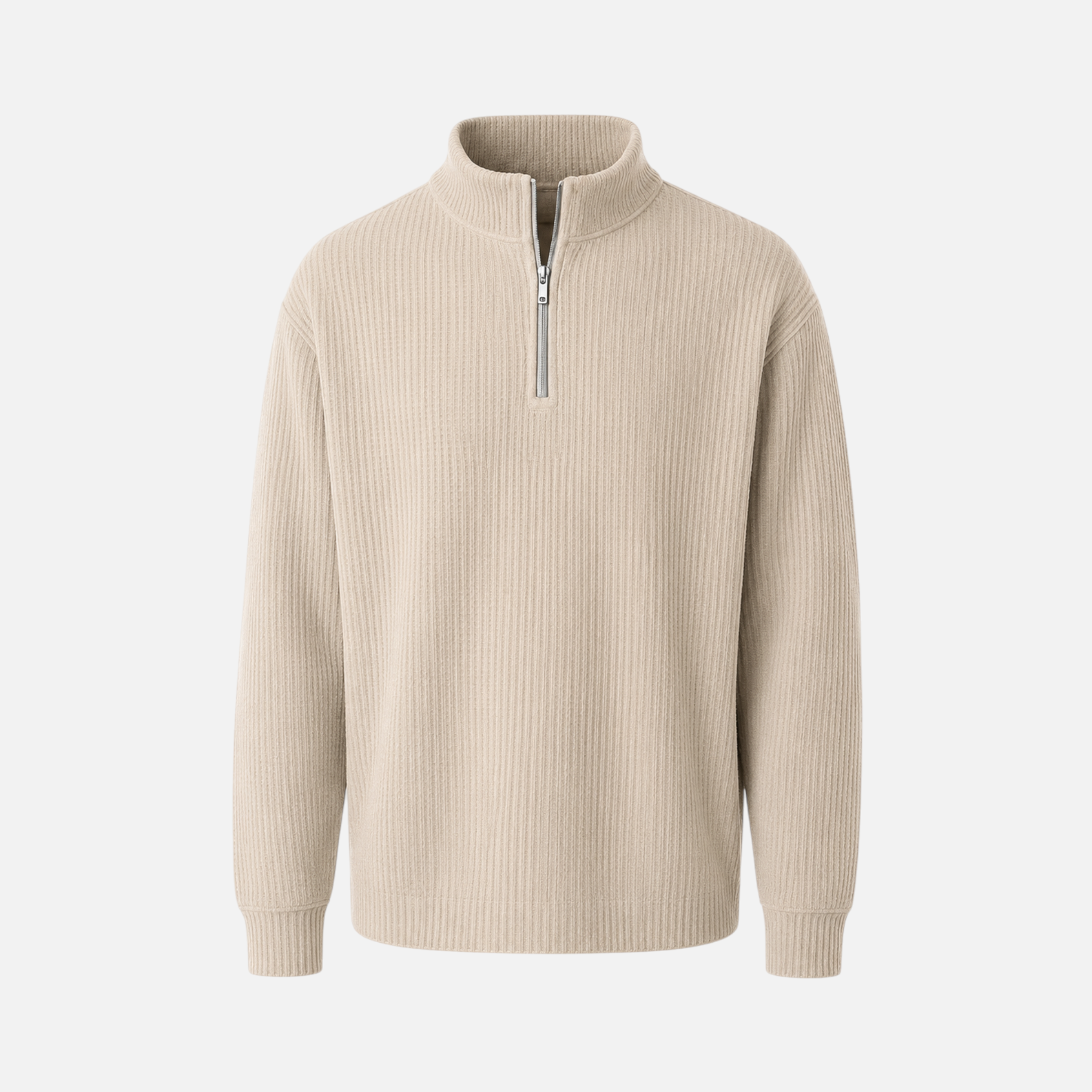 Valeniri | Men's Waffle Knit Quarter Zip Sweater Relaxed Fit Long Sleeve