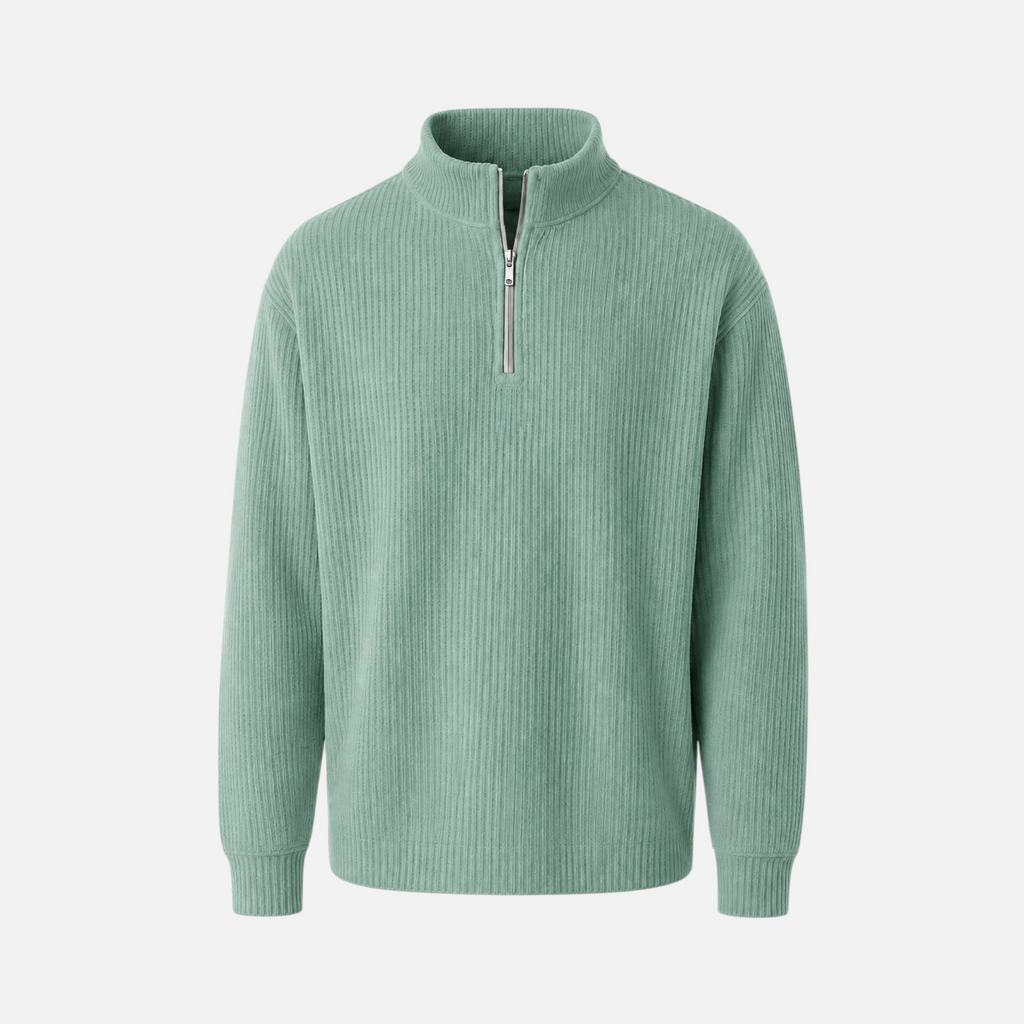 Valeniri | Men's Waffle Knit Quarter Zip Sweater Relaxed Fit Long Sleeve