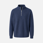 Valeniri | Men's Waffle Knit Quarter Zip Sweater Relaxed Fit Long Sleeve