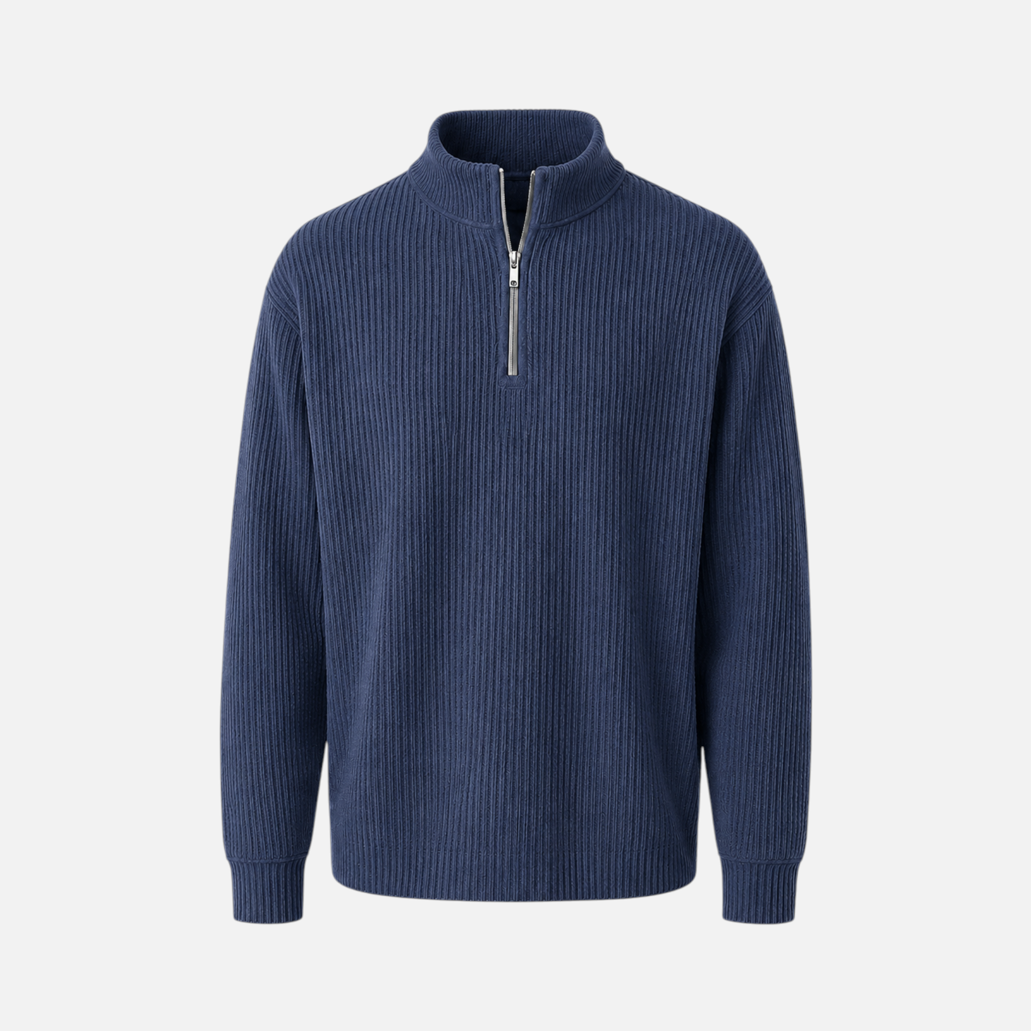 Valeniri | Men's Waffle Knit Quarter Zip Sweater Relaxed Fit Long Sleeve