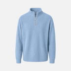 Valeniri | Men's Waffle Knit Quarter Zip Sweater Relaxed Fit Long Sleeve