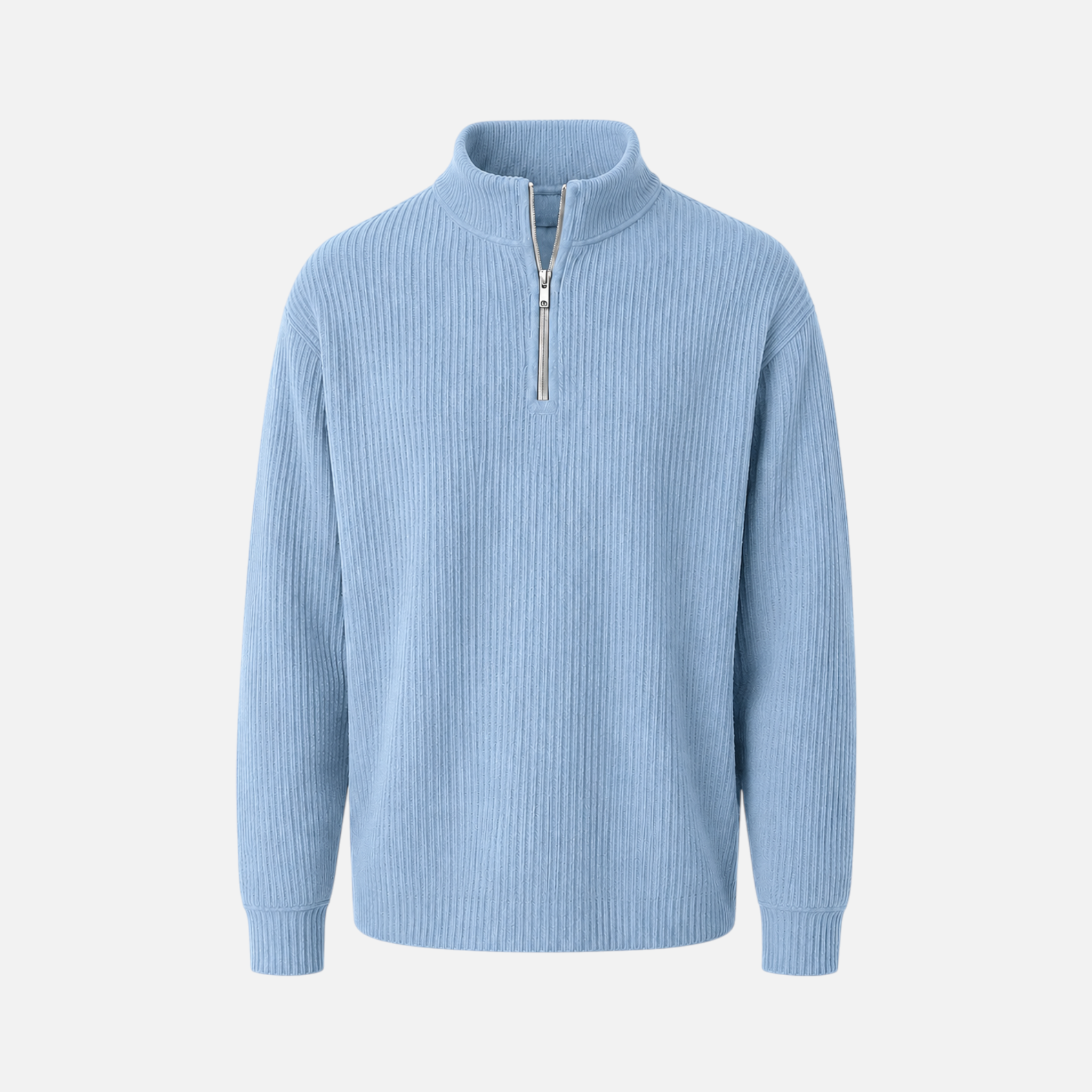 Valeniri | Men's Waffle Knit Quarter Zip Sweater Relaxed Fit Long Sleeve