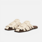 Valeniri | Women's Woven Square Toe Mule Sandals Casual Slip-On Flats