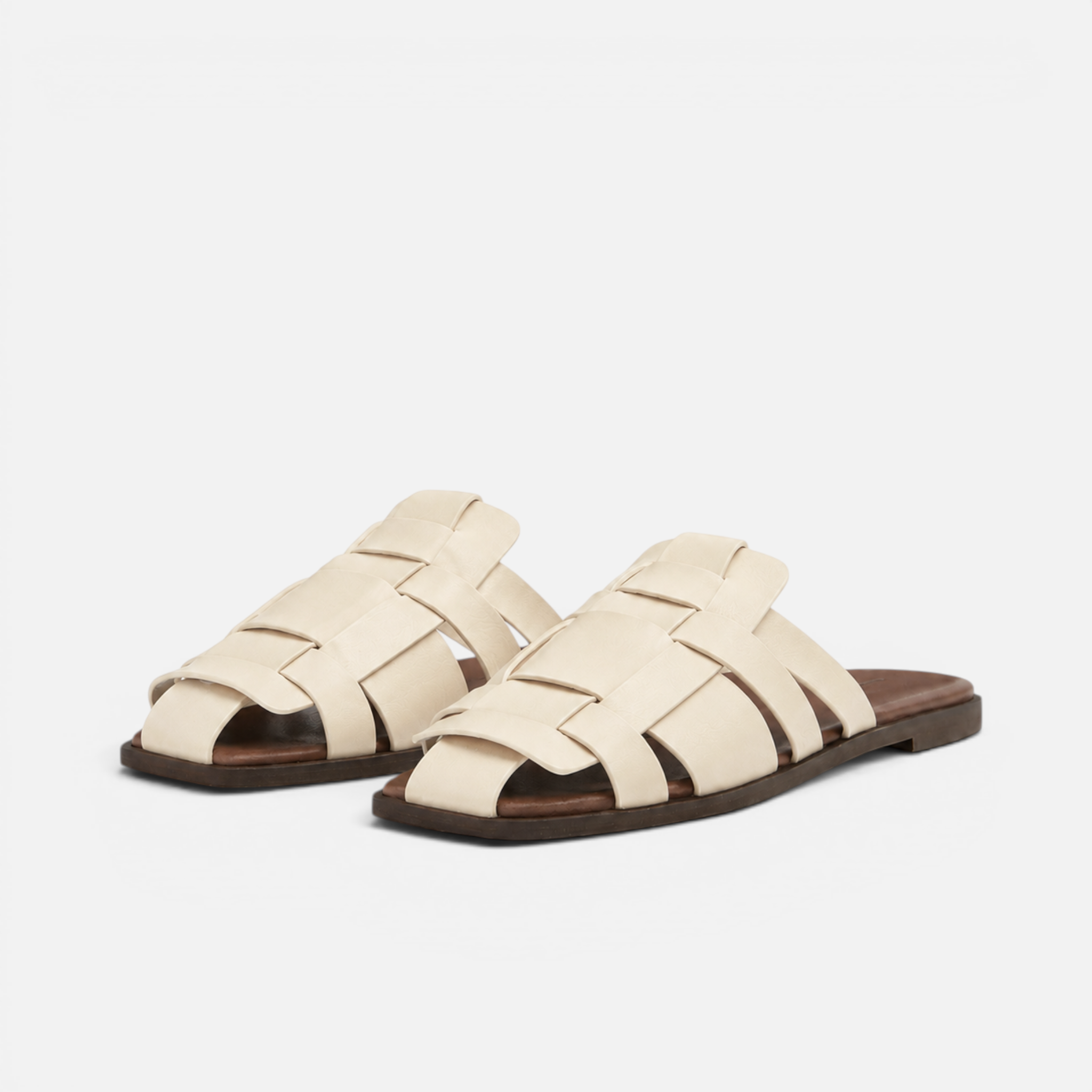 Valeniri | Women's Woven Square Toe Mule Sandals Casual Slip-On Flats