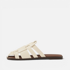Valeniri | Women's Woven Square Toe Mule Sandals Casual Slip-On Flats