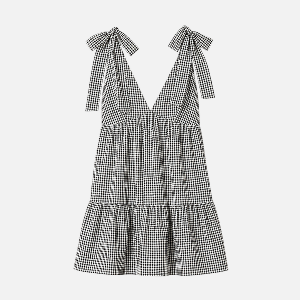 Valeniri | Women's Casual Gingham V-Neck Mini Dress