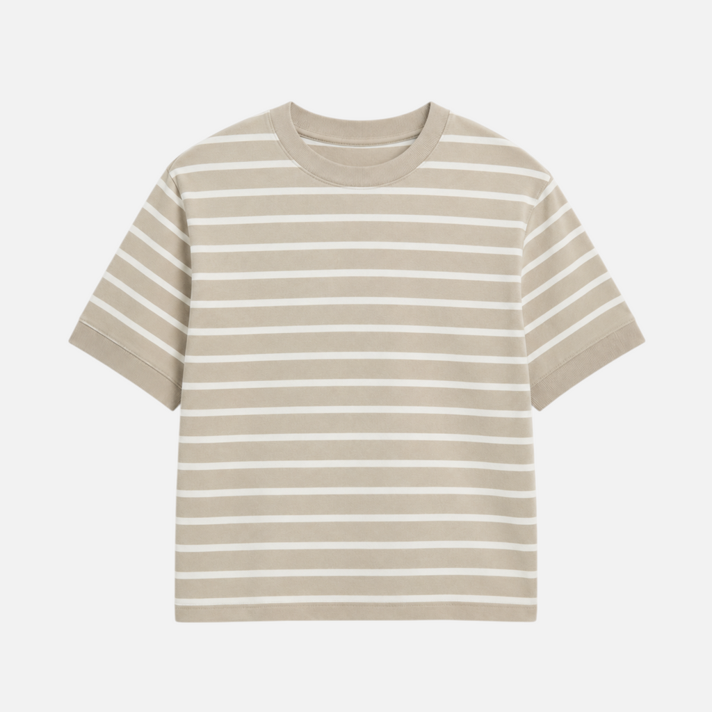 Valeniri | Men's Boxy Crew Neck Tee – Classic Striped Shirt