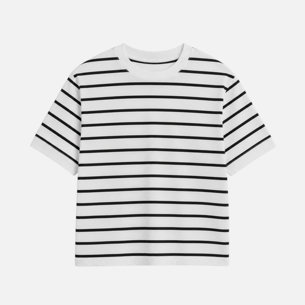 Valeniri | Men's Boxy Crew Neck Tee – Classic Striped Shirt
