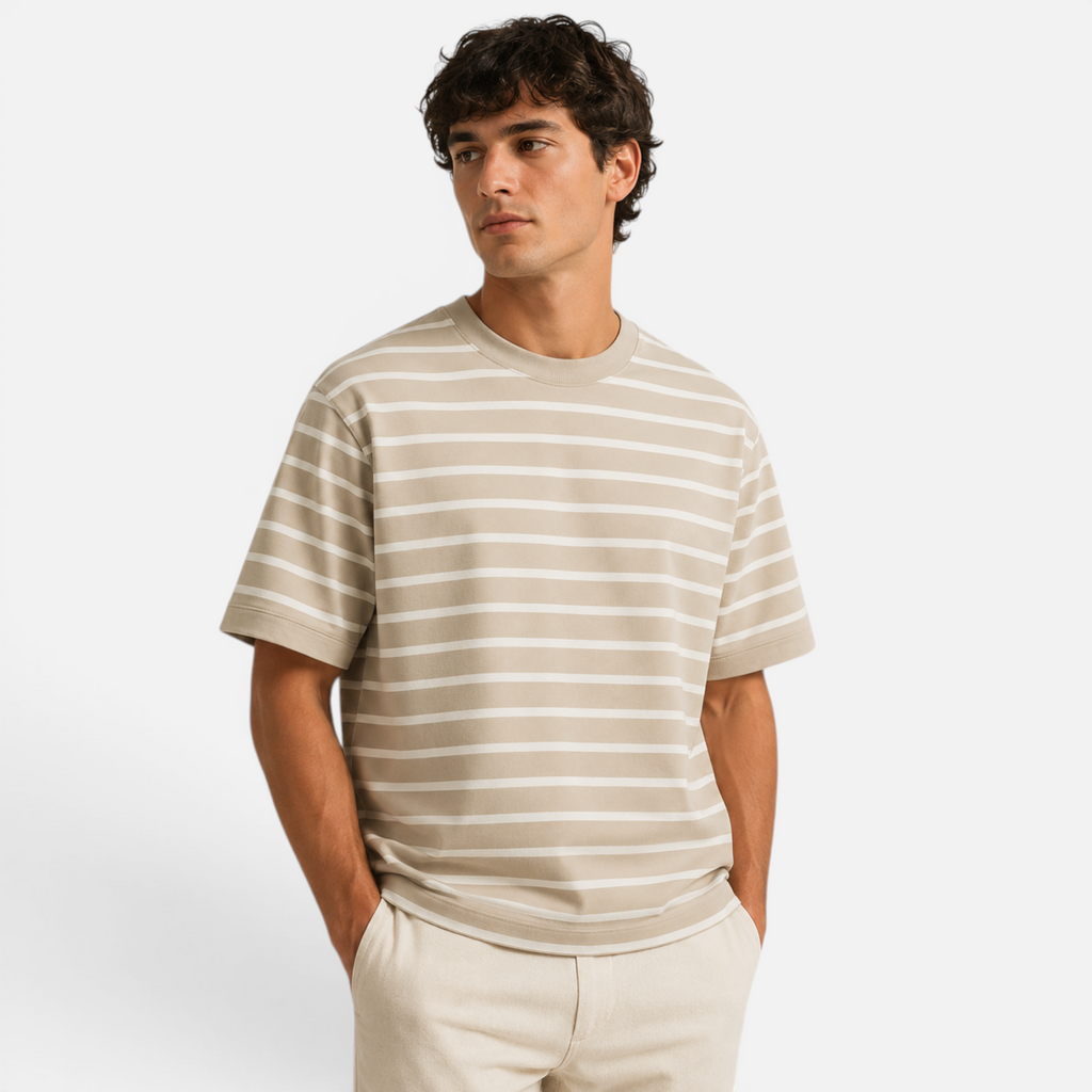 Valeniri | Men's Boxy Crew Neck Tee – Classic Striped Shirt