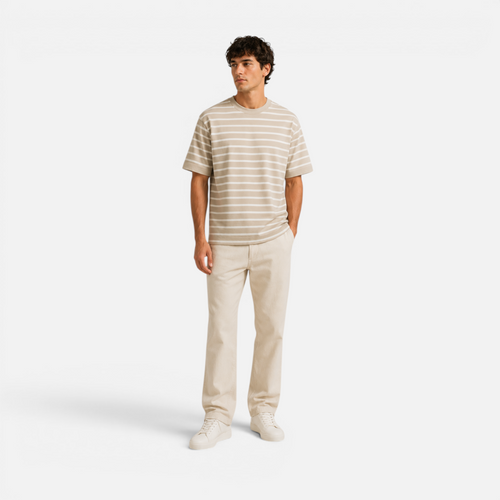 Valeniri | Men's Boxy Crew Neck Tee – Classic Striped Shirt