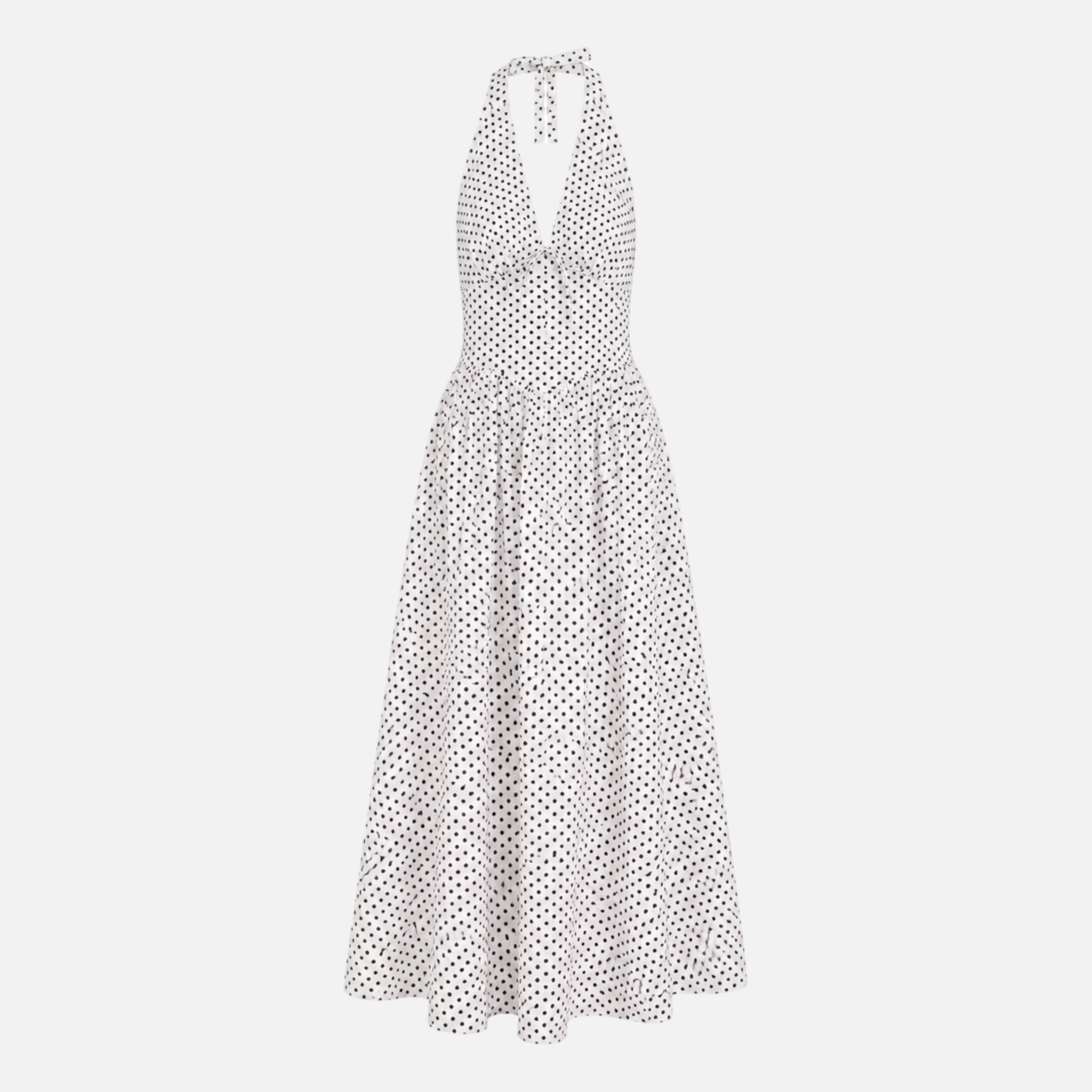 Valeniri | Women's Polka Dot Halter Maxi Dress Elegant Deep V Neck