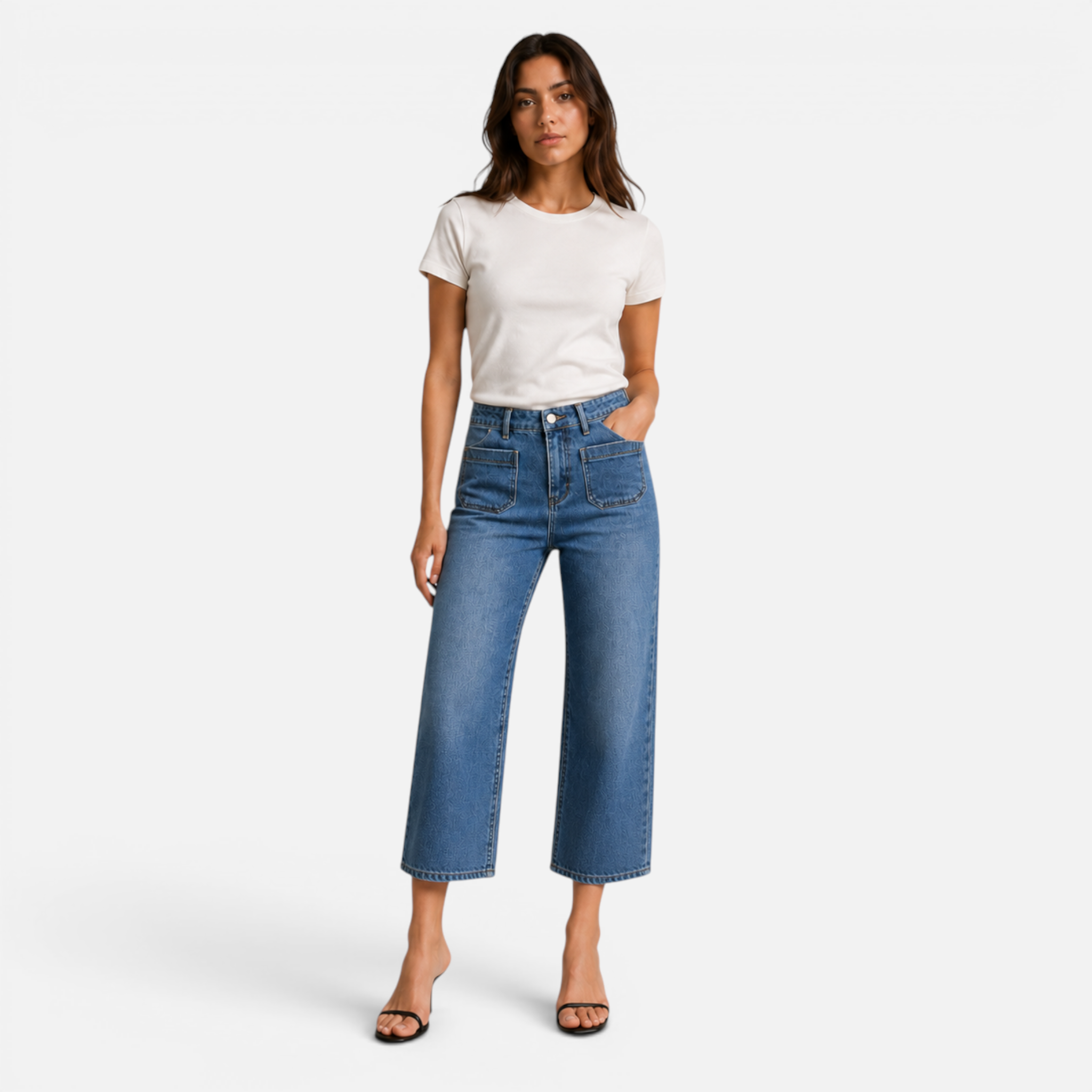 Valeniri | Women's Straight Leg High Waist Denim Jeans – Cropped Fit