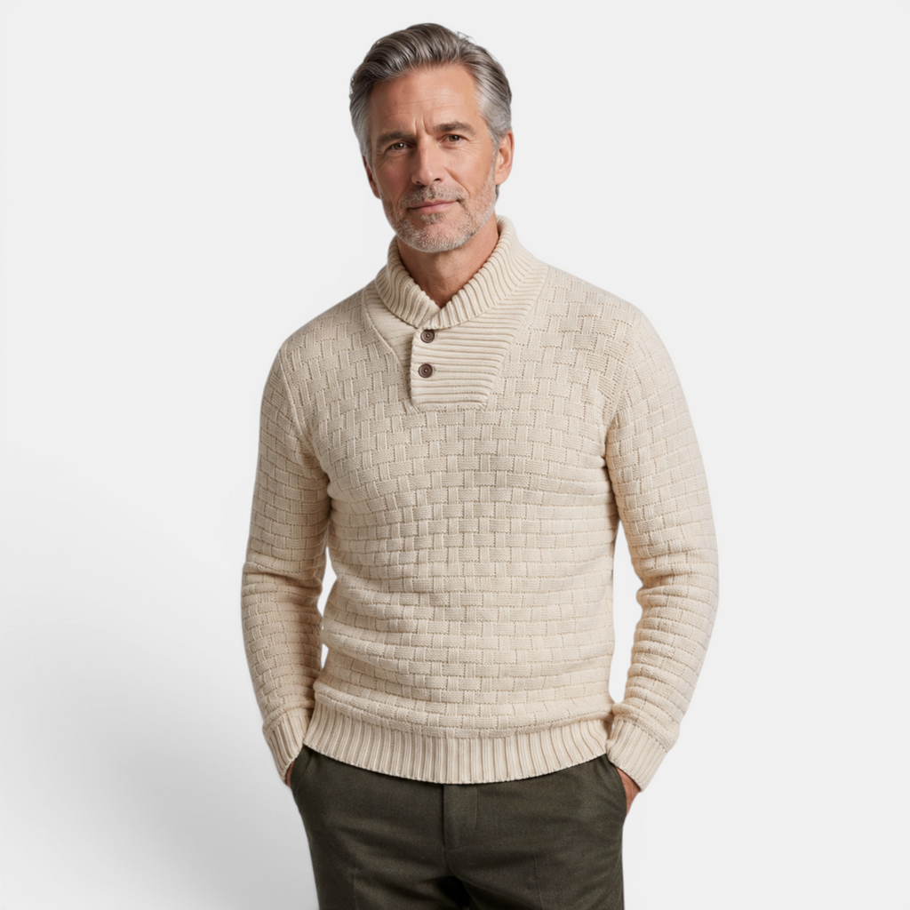 Valeniri | Men's Long Sleeve Collared Sweater Knit Slim Fit Casual Wear