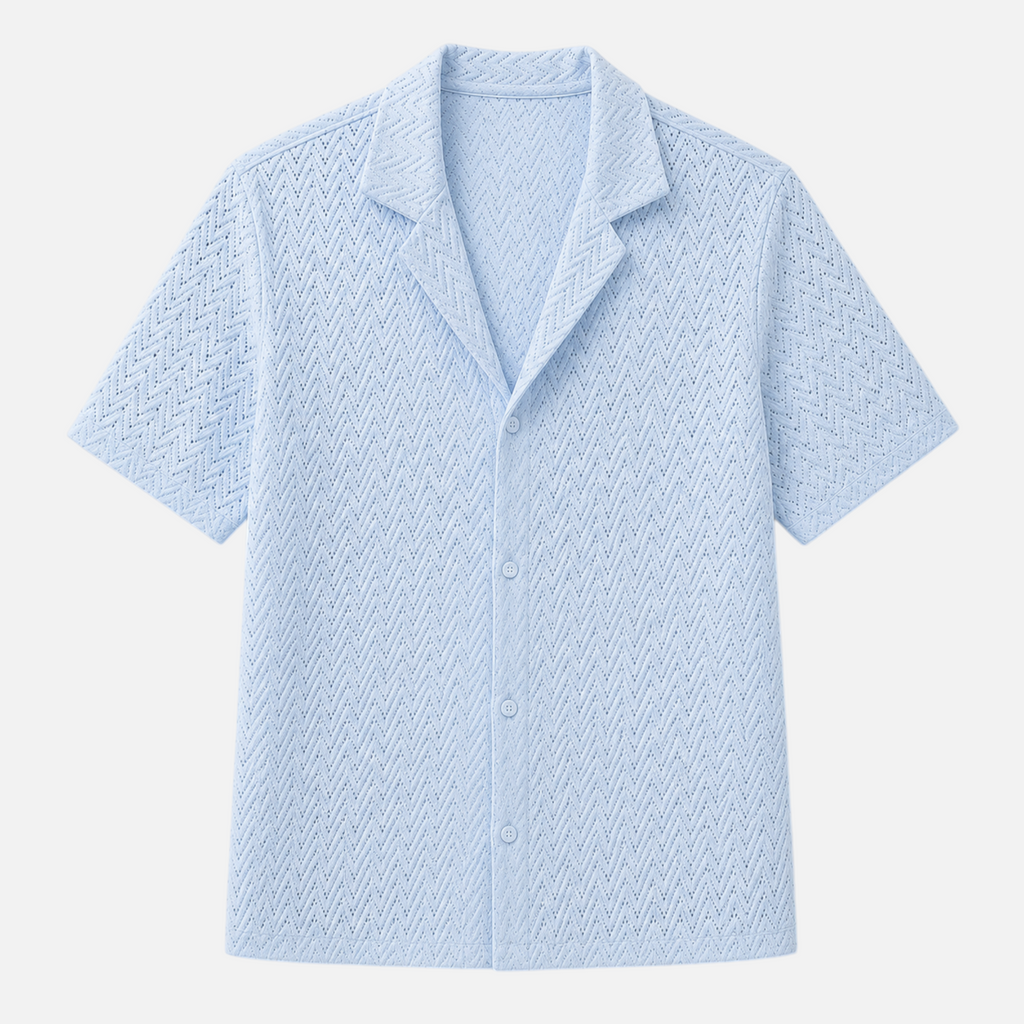 Valeniri | Men's Crochet Polo Shirt – Breathable Button Top