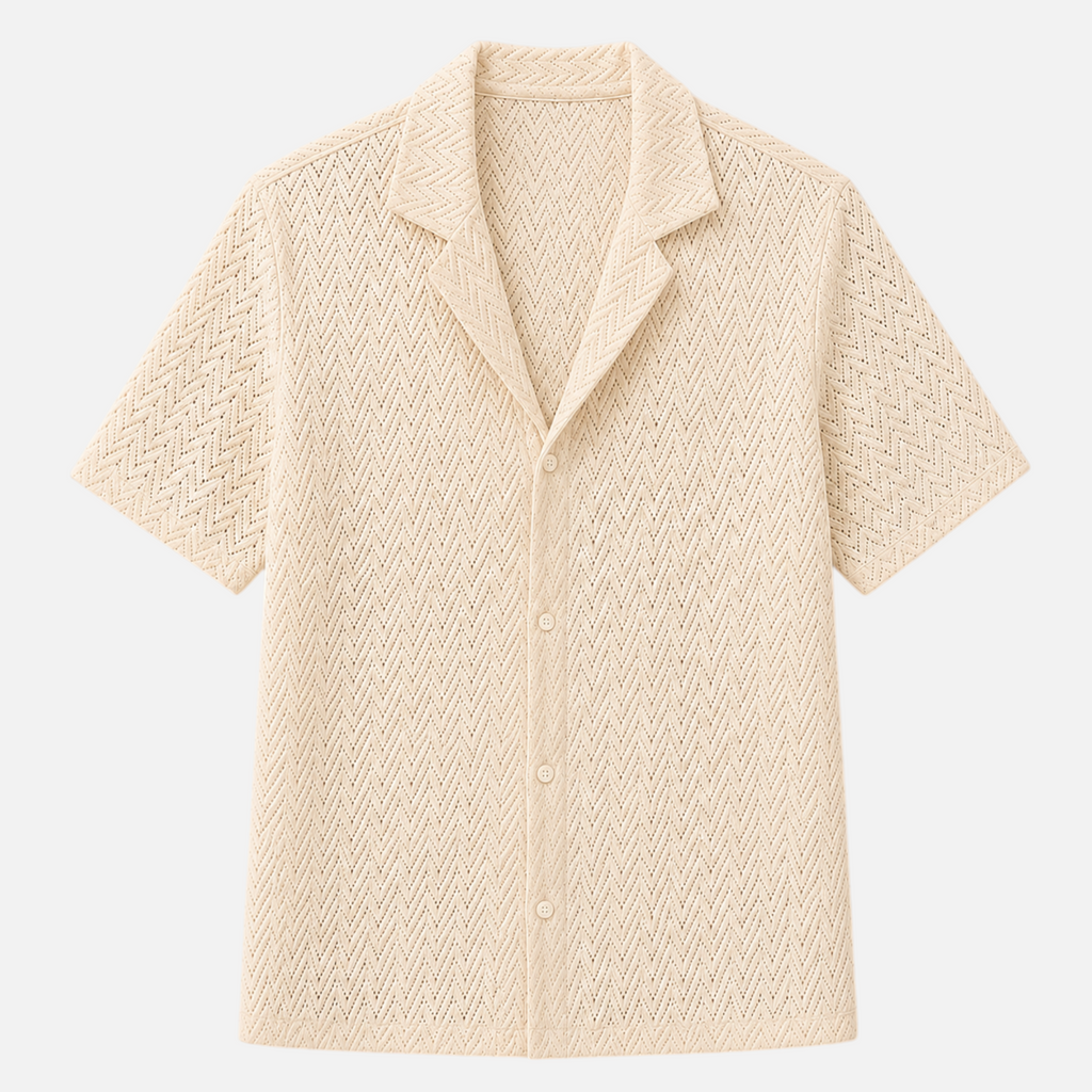 Valeniri | Men's Crochet Polo Shirt – Breathable Button Top