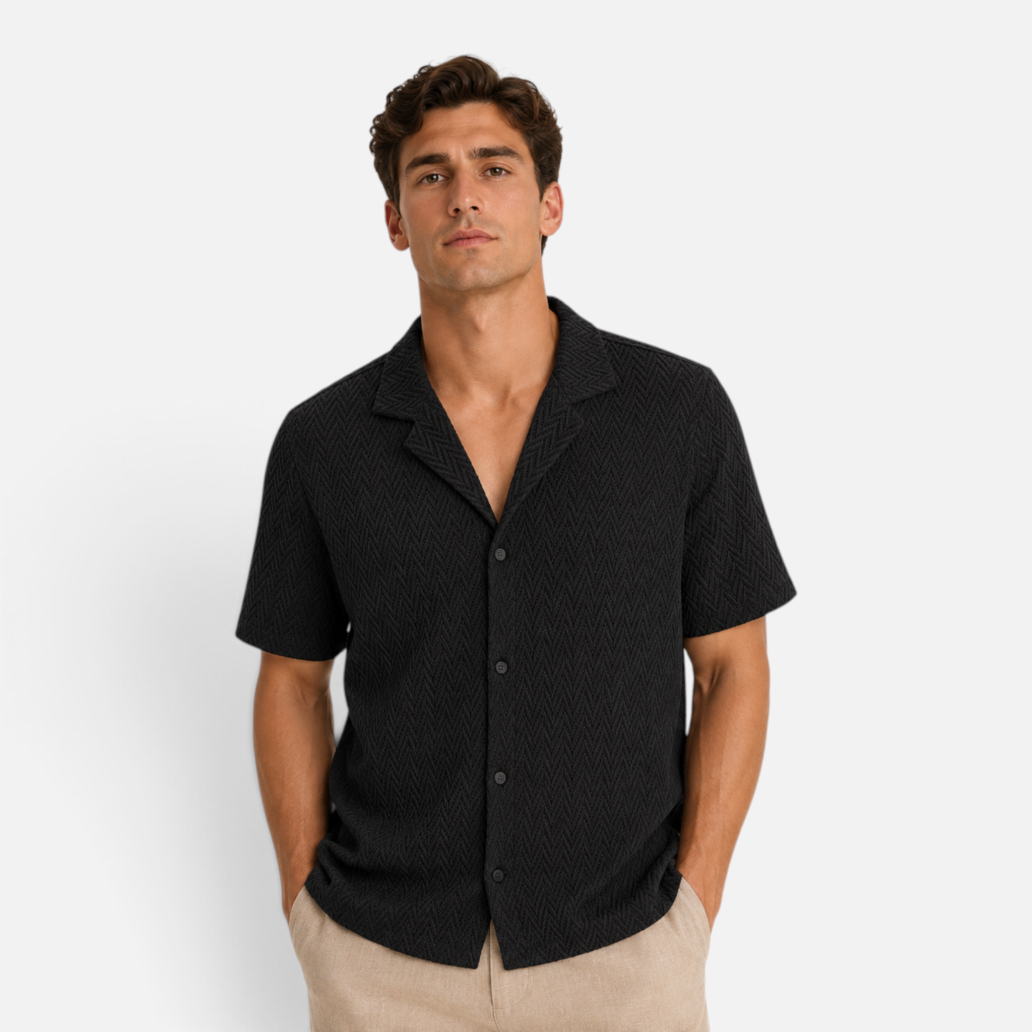 Valeniri | Men's Crochet Polo Shirt – Breathable Button Top