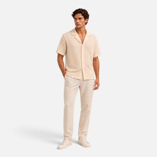 Valeniri | Men's Crochet Polo Shirt – Breathable Button Top
