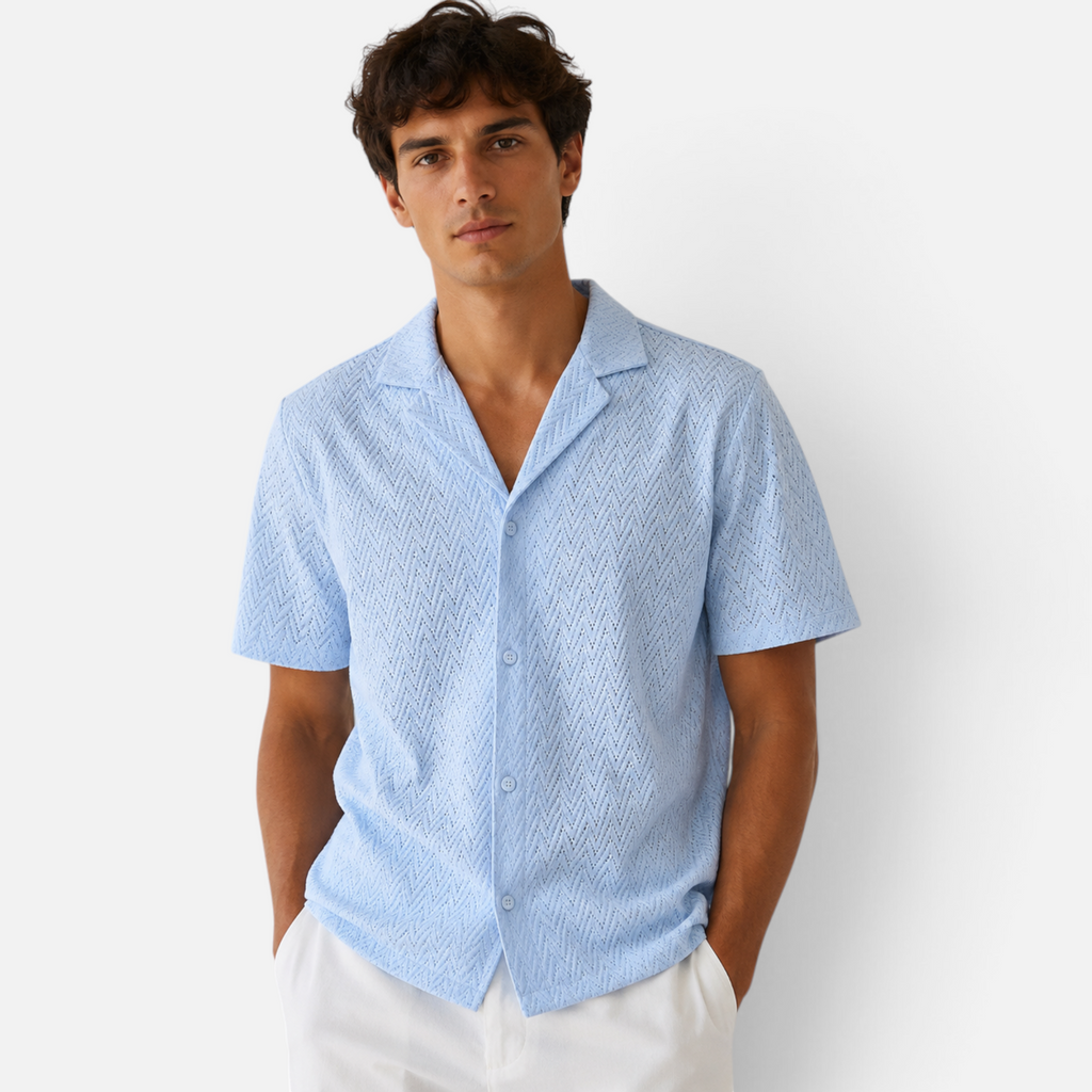 Valeniri | Men's Crochet Polo Shirt – Breathable Button Top