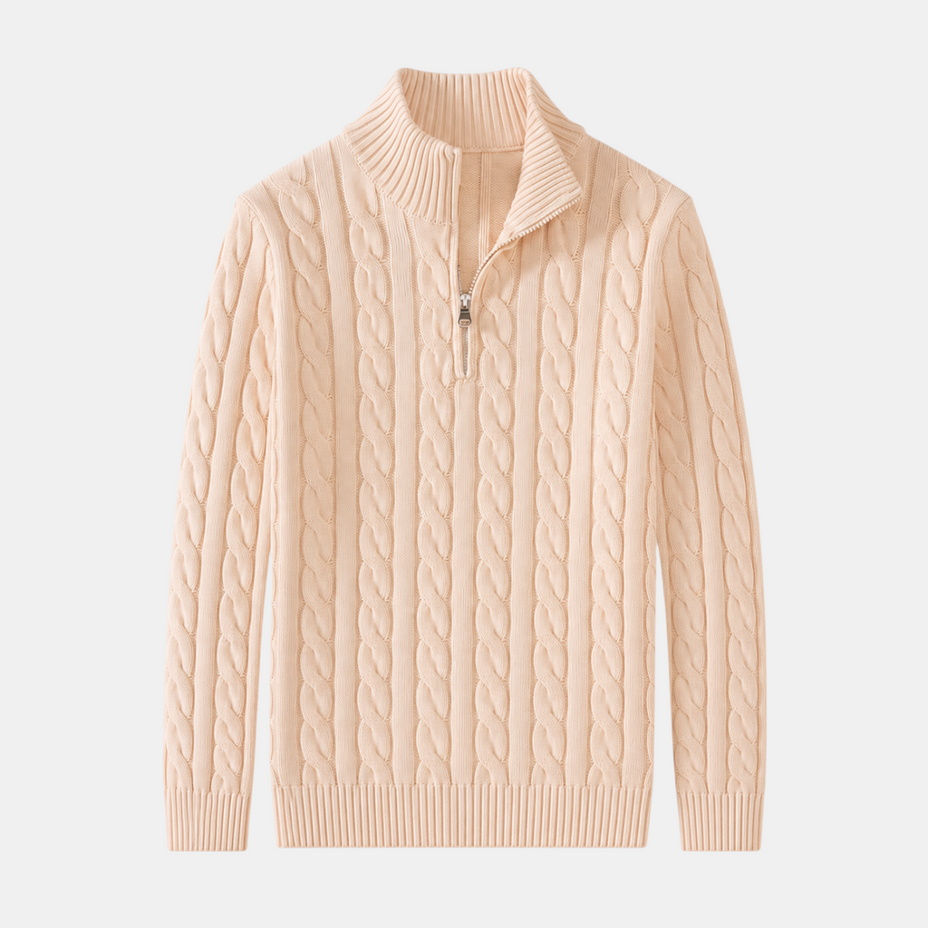 Valeniri | Men's Cable Knit Quarter Zip Sweater Classic Knitwear
