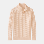 Valeniri | Men's Cable Knit Quarter Zip Sweater Classic Knitwear