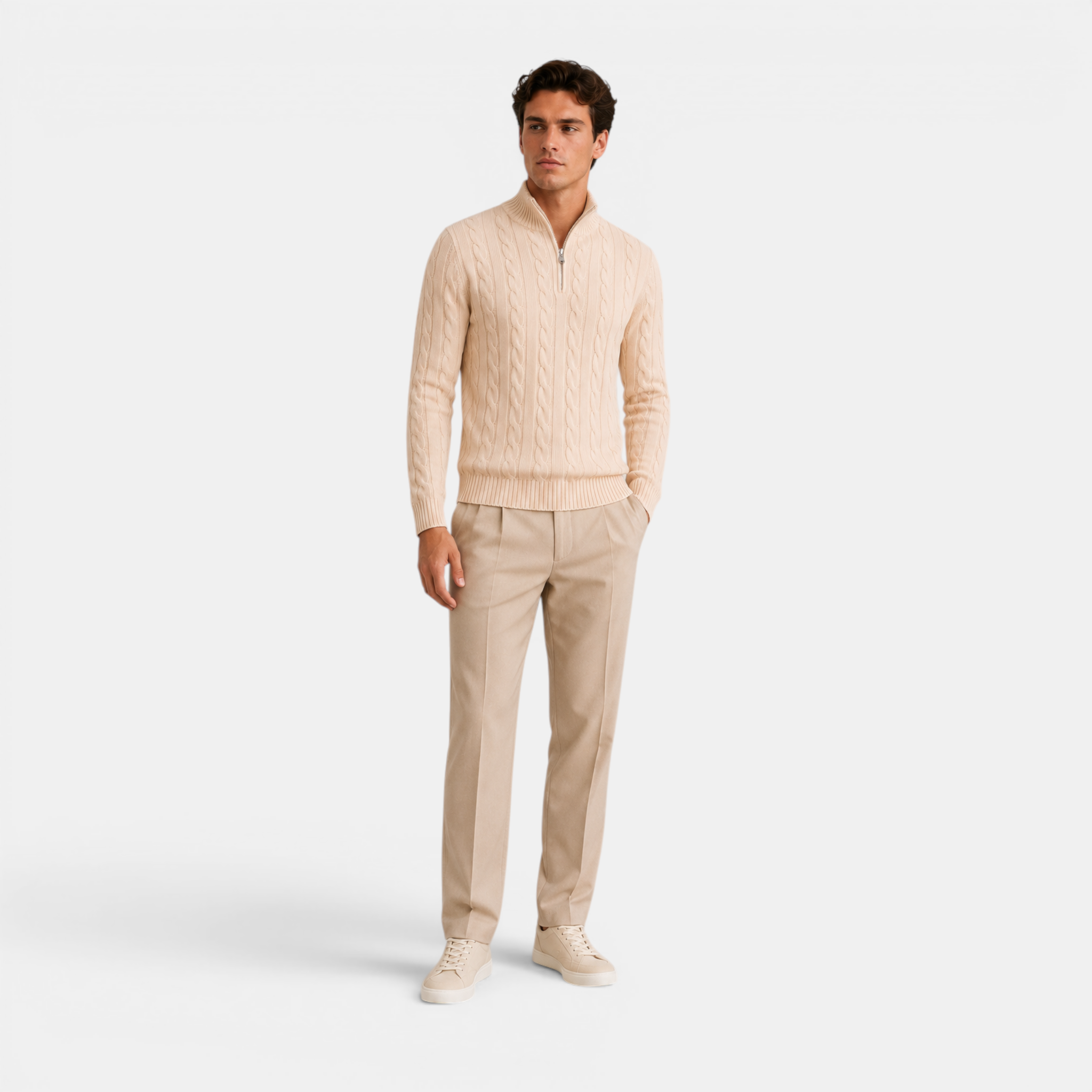 Valeniri | Men's Cable Knit Quarter Zip Sweater Classic Knitwear