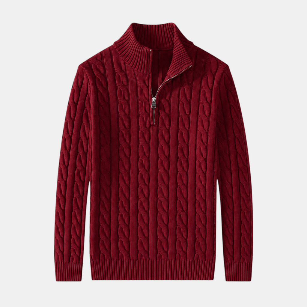 Valeniri | Men's Cable Knit Quarter Zip Sweater Classic Knitwear